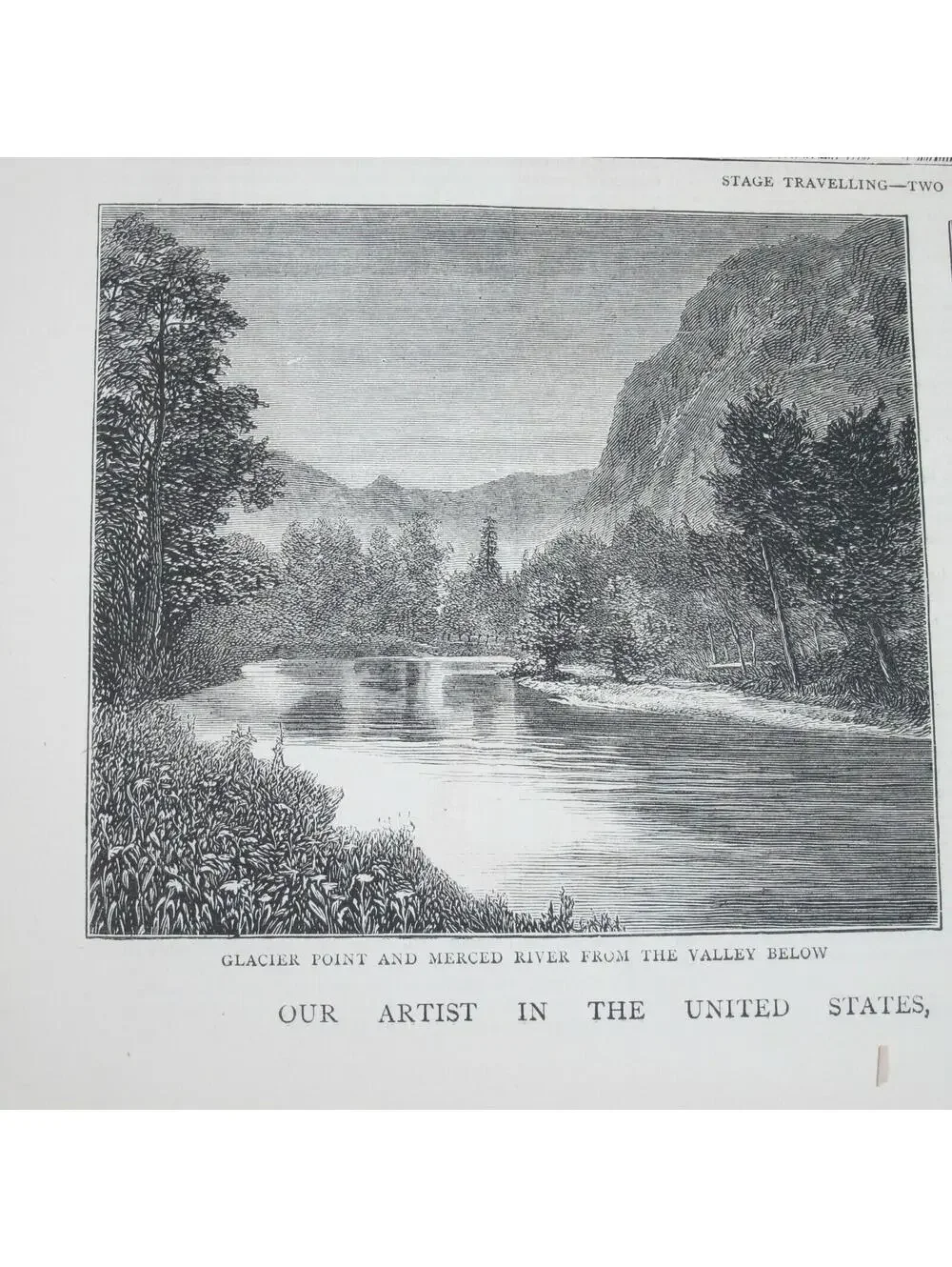 Antique 1877 Print Yosemite Valley California Nevada Fall Sierra, The Graphic